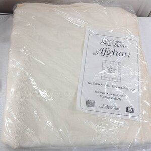 NEW Charles Craft Cross Stitch 18 Count Alphabet Afghan 26 5.5 Blocks 54X60"